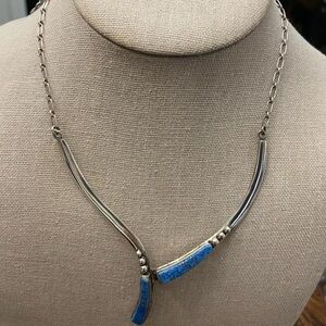 Elegant Silver and Blue Necklace